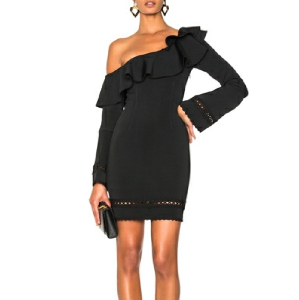 NWT Nicholas Eyelet Trim Flounce Mini‎ Dress 2 XS